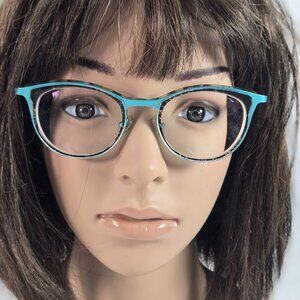 JF Frey Eyeglasses Frames Metal 48-19-143 Demi Turquoise JF2873